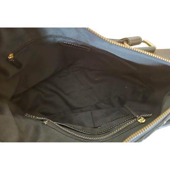 Kate Landry Pebbled Leather Satchel Shoulder Bag Large  heavy Well Made Black - Picture 8 of 12